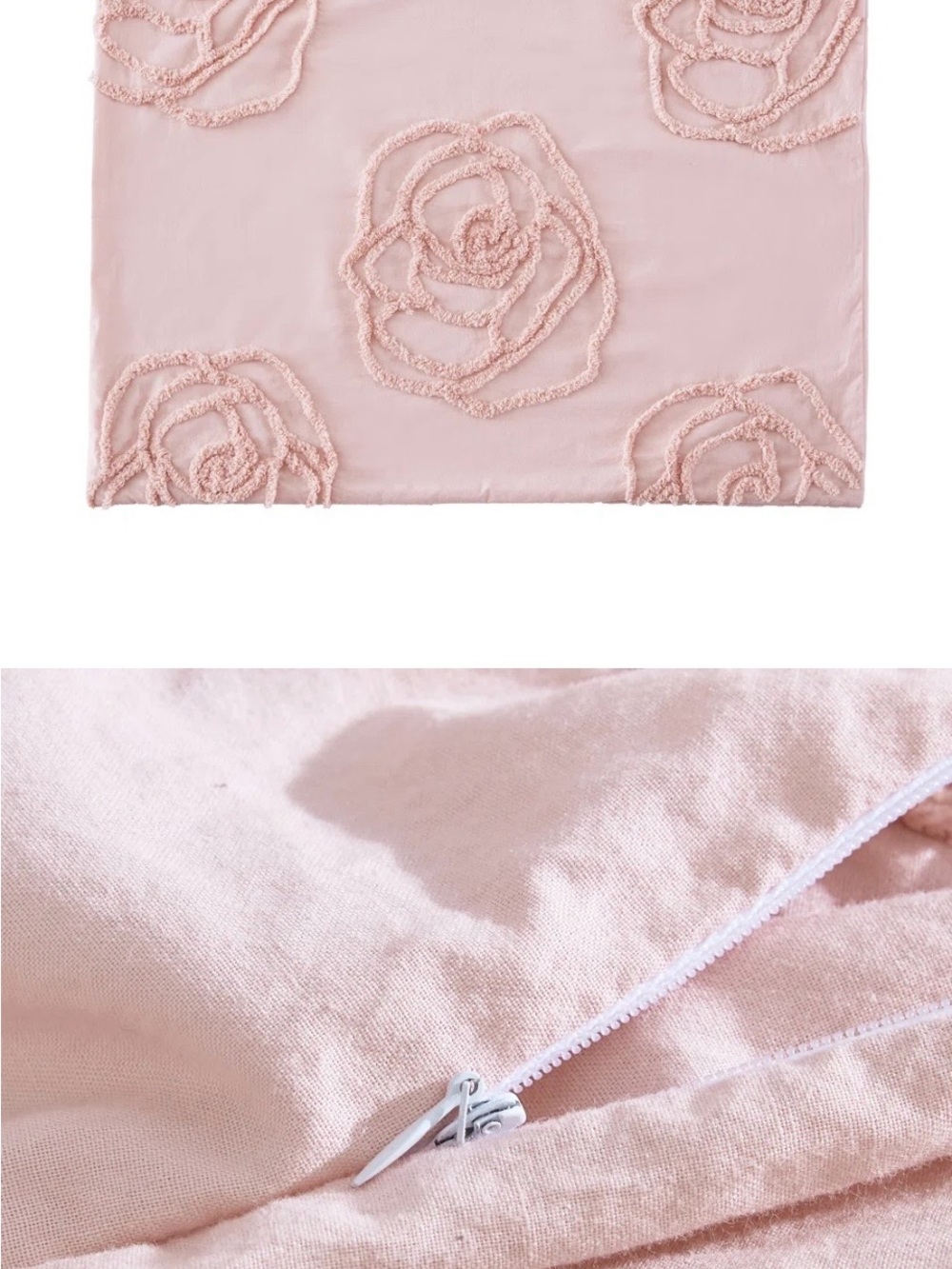 Betsey Johnson Pale Pink Rose Appliqué Comforter/duvet cover Set - Picture 6 of 11